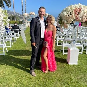 Long pink gown formal dress